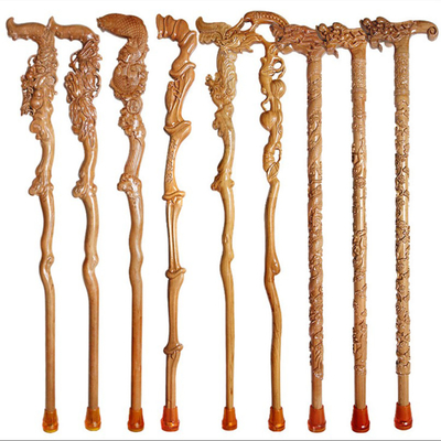 A mão de madeira do artesanato 90cm cinzelou bengalas